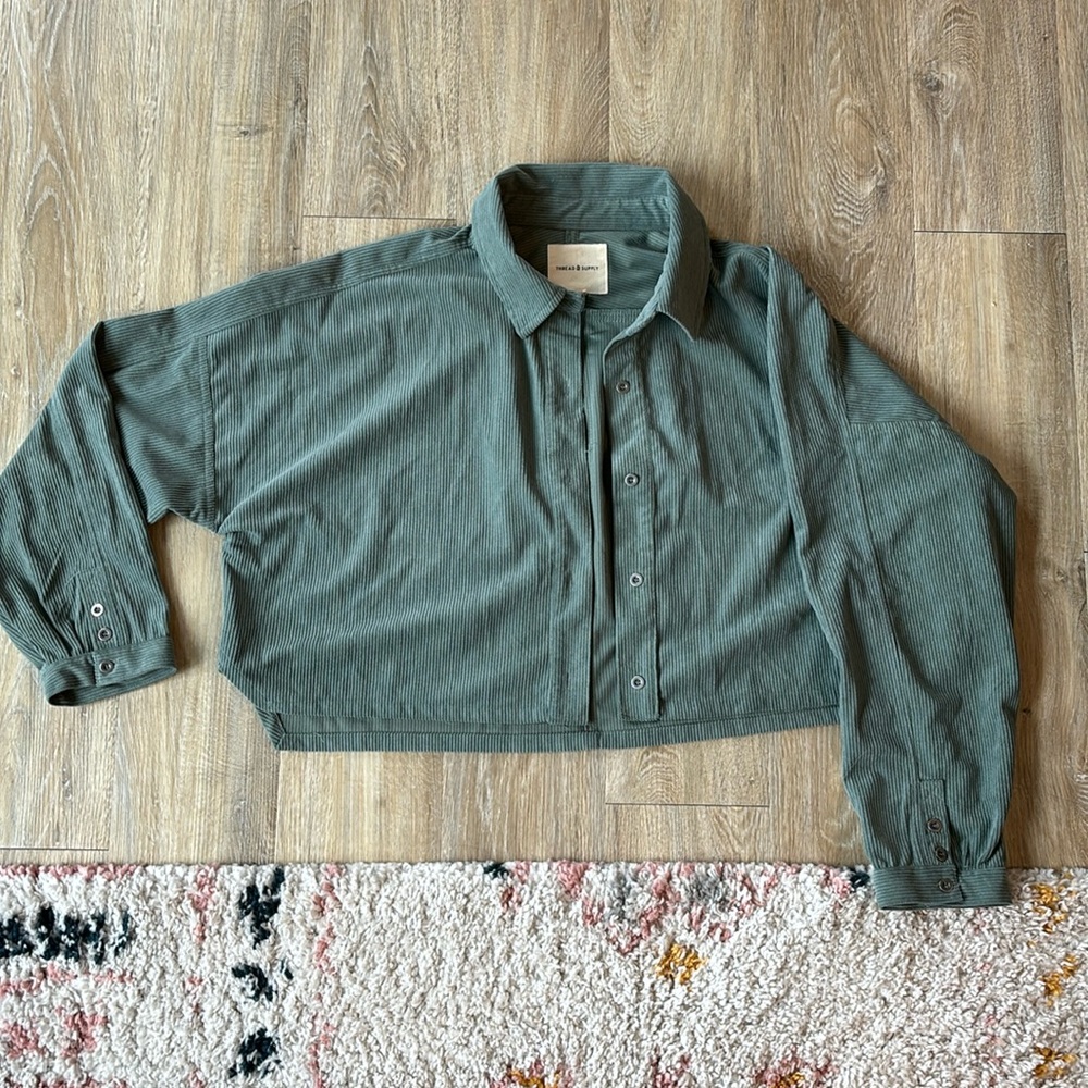 Cropped Corduroy Shacket